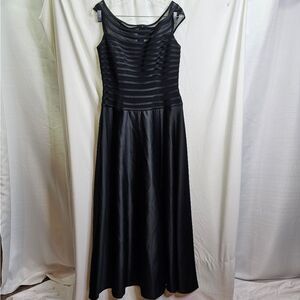JS Collections Black Mesh Bodice Wide Neck Formal Gown Size 12